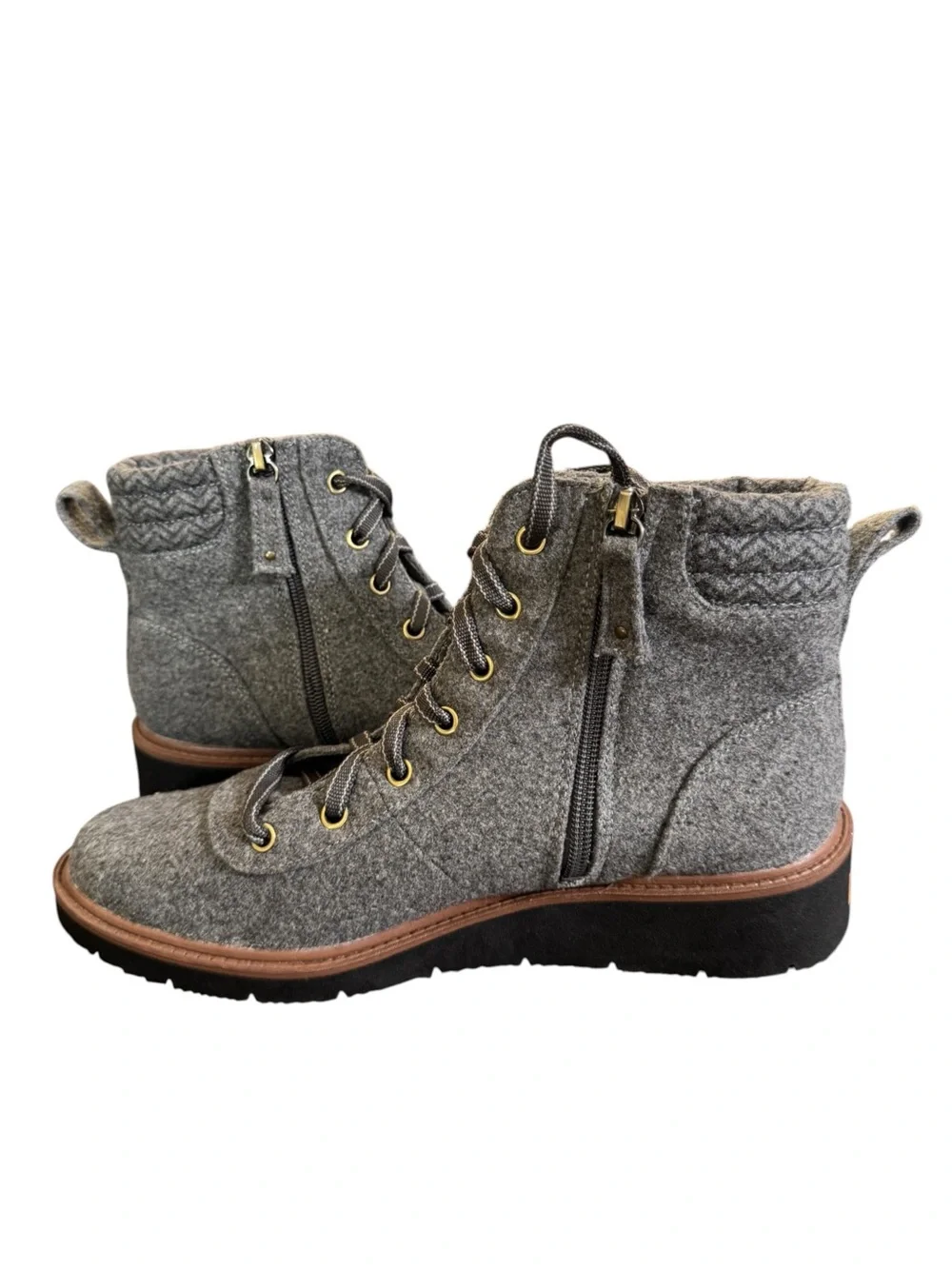 Dr. Scholl's Little Wild Gray Wool-Blend Lace-Up Ankle Boots, Women's 10M